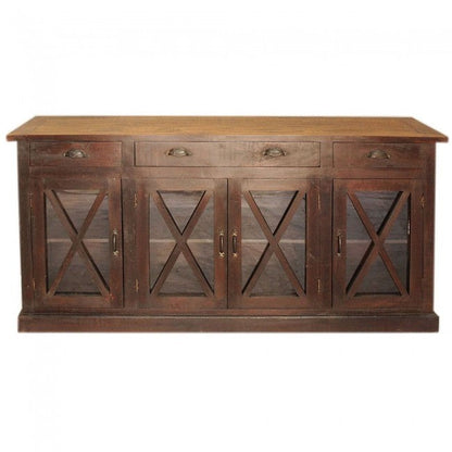 X Design Glass Door Sideboard Chocolate 180-40-90