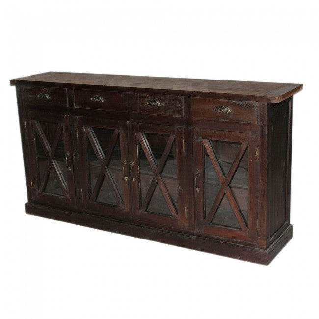 X Design Glass Door Sideboard Chocolate 180-40-90