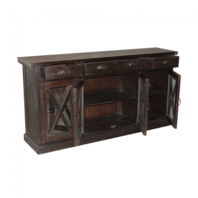 X Design Glass Door Wood Storage Sideboards & Cabinets